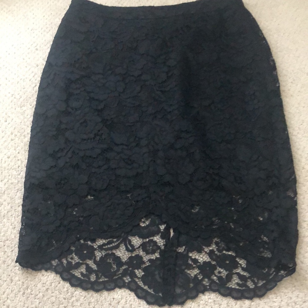 The Limited black lace pencil asymmetrical Hi / low‎ skirt 12 new